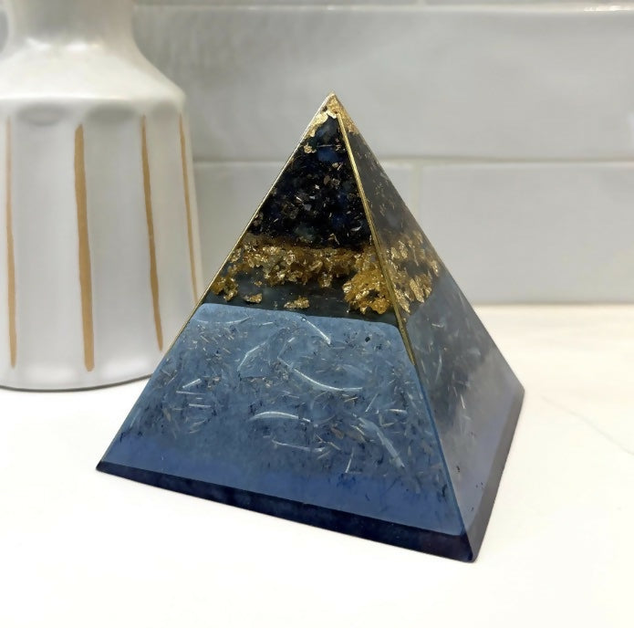 Kyanite Orgonite Pyramid — handmade orgonite — True Orgonite