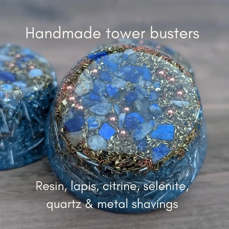 Orgonite Tower Buster Blue Resin — handmade orgonite — True Orgonite