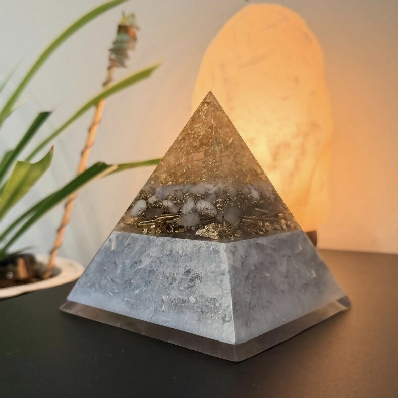 Lace Agate Orgonite Pyramid — handmade orgonite — True Orgonite