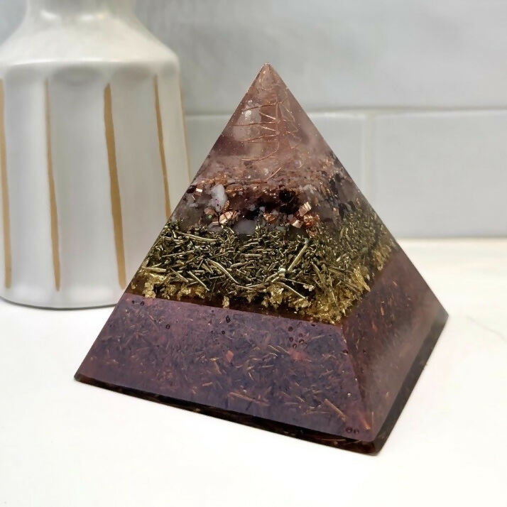 Rose Quartz Orgonite Pyramid — handmade orgonite — True Orgonite