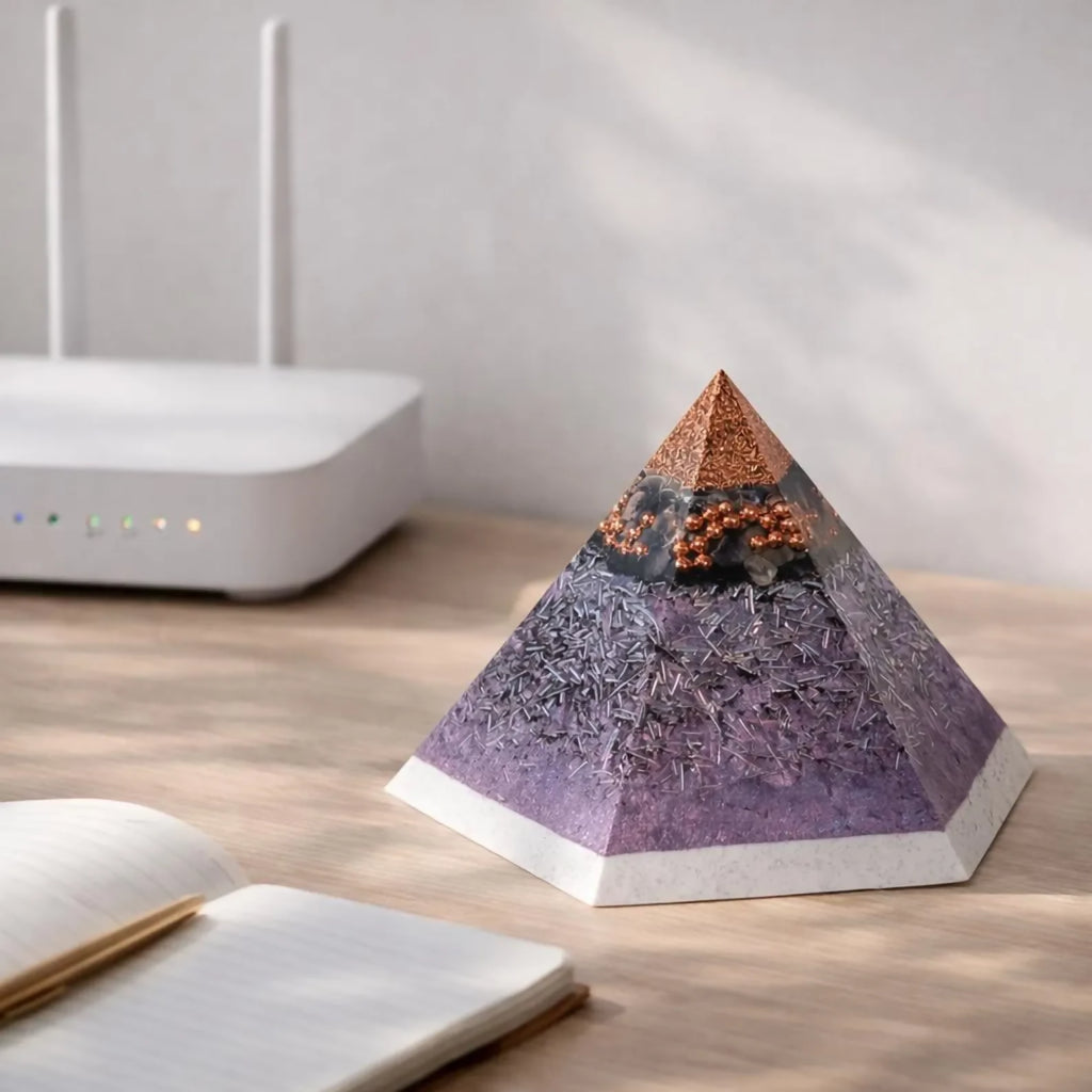 Hexagonal Amethyst Orgone Pyramid – Orgone Energy Harmonising