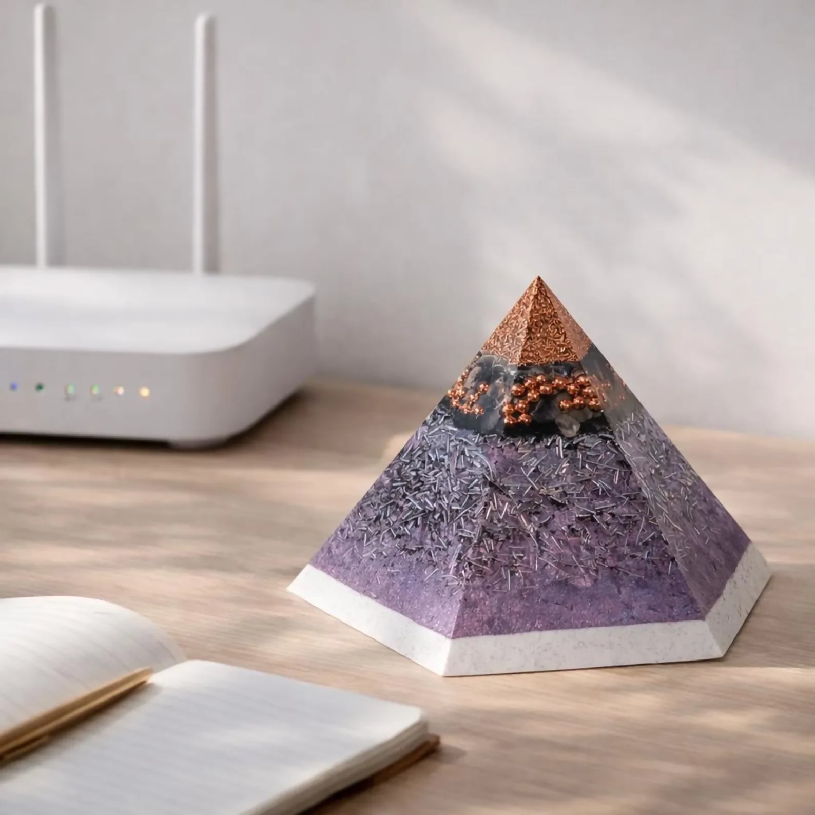 Hexagonal Amethyst Orgone Pyramid – Orgone Energy Harmonising