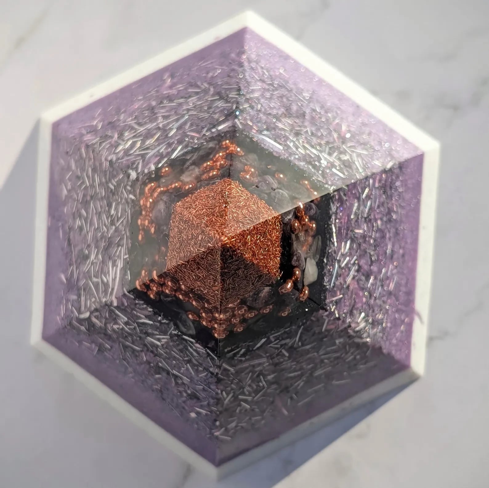 Hexagonal Amethyst Orgone Pyramid – Orgone Energy Harmonising
